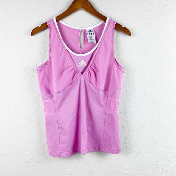 Adidas ClimaCool Active Fitted Tank Top Mixed Media Mesh Pink - Picture 2 of 7